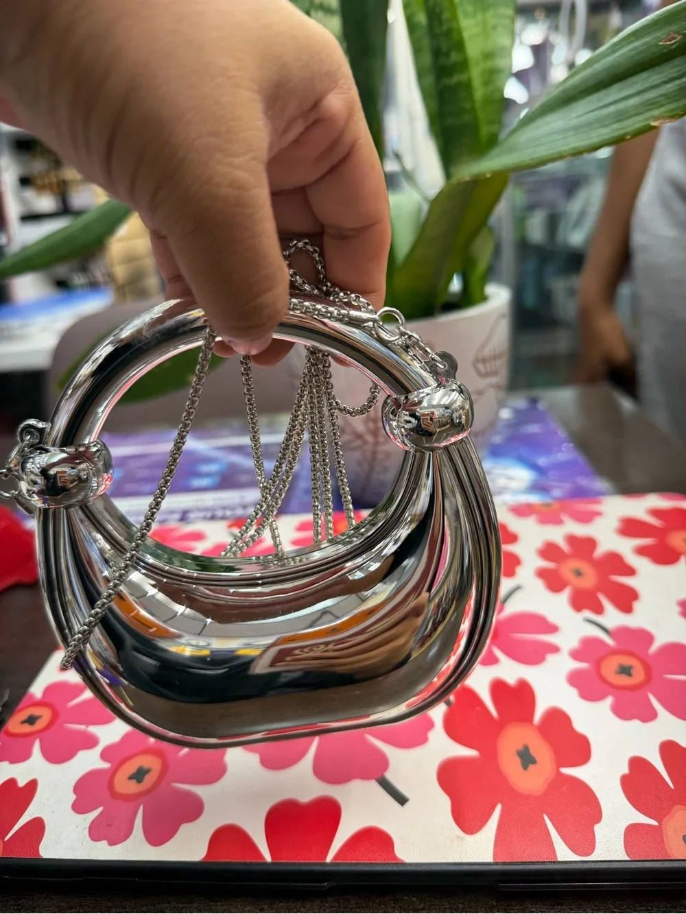 Silver Metallic Round Crossbody Bag - Women Accessories